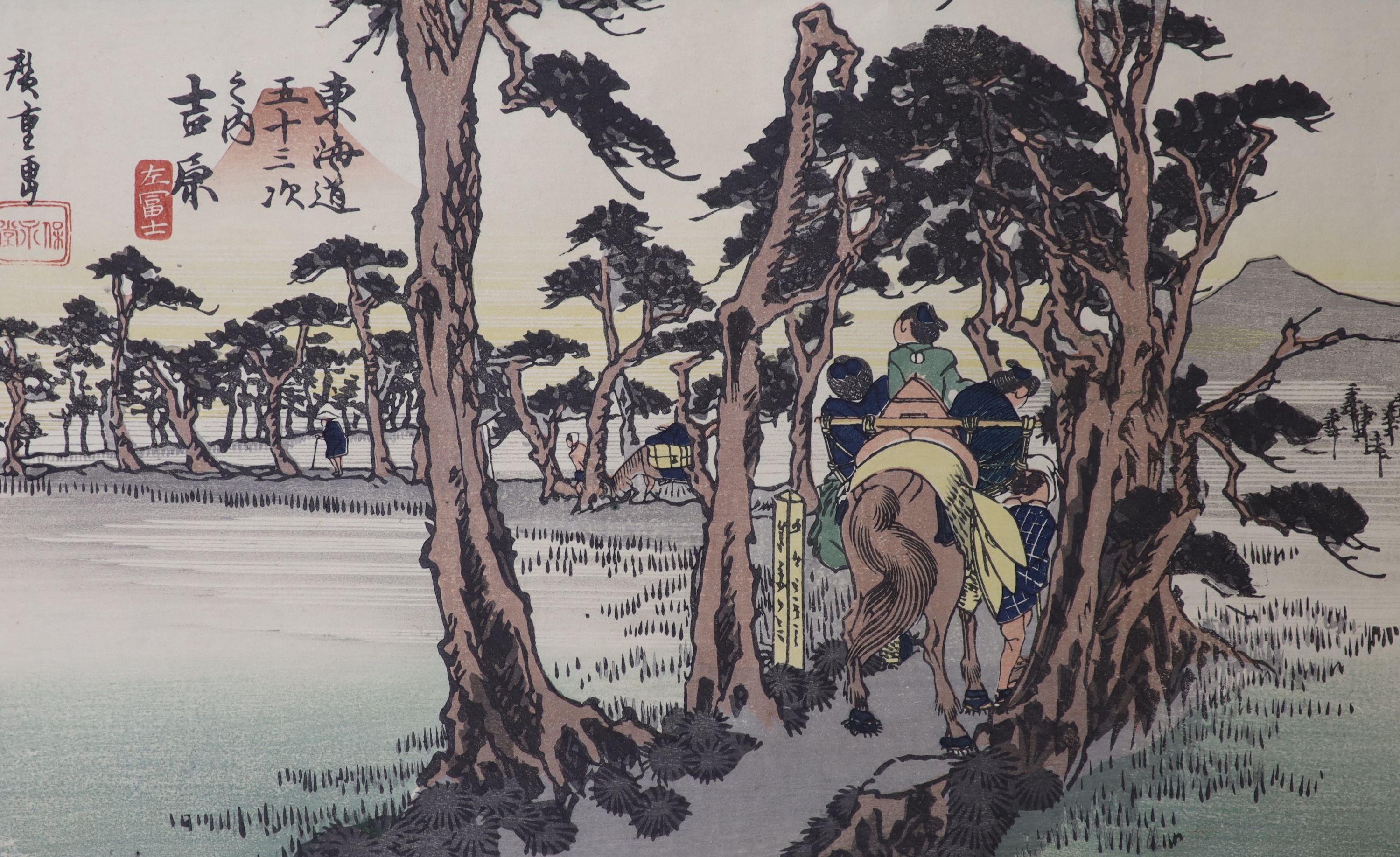 Three Japanese wood block print, Landscapes, 25 x 37cm, unframed